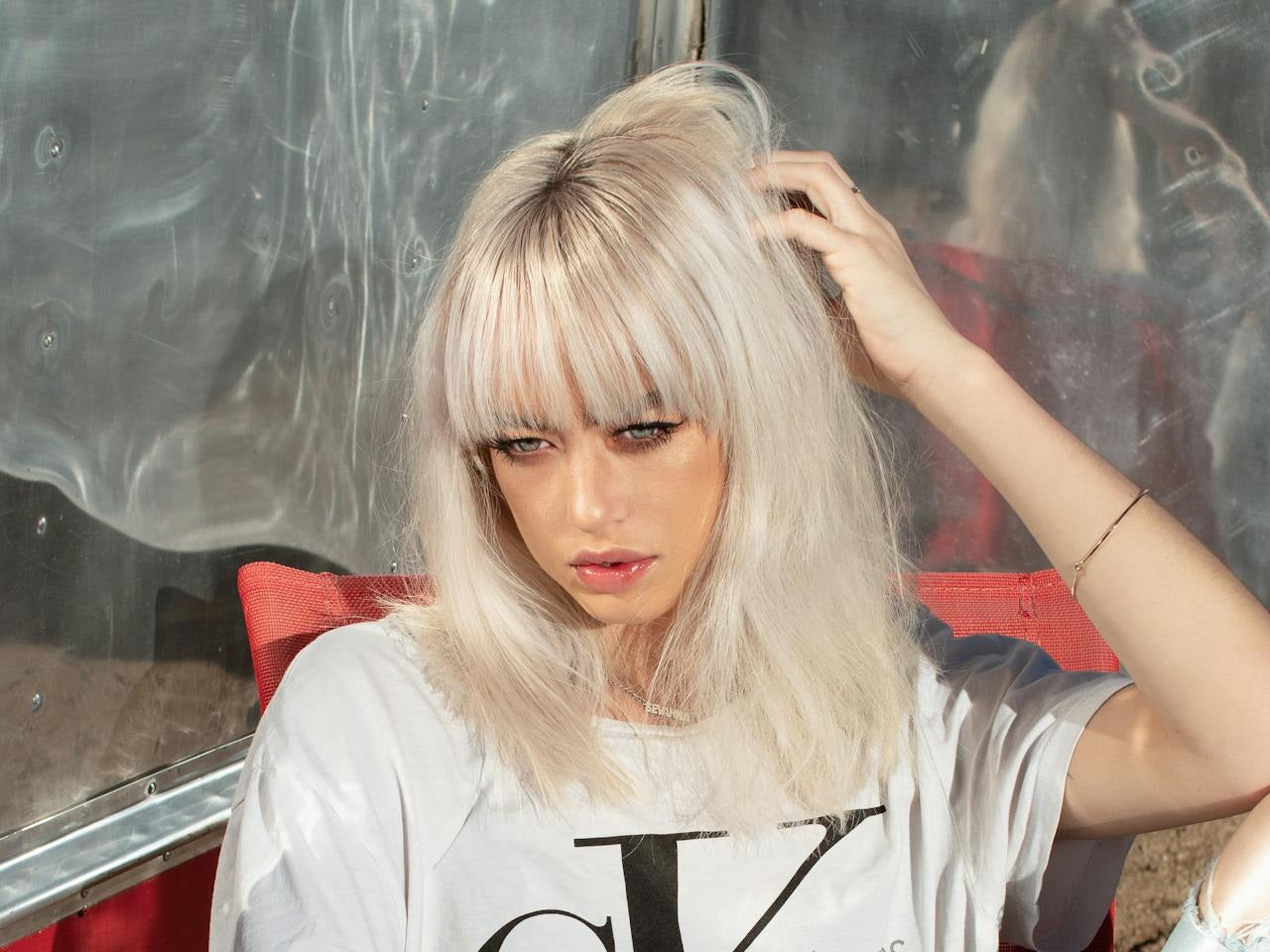 Hair Bangs Clip in Human Hair Full Fringe Light Blonde Natural Look Lightest Blonde (#60) Clip In Fringe/ Bangs, Lightest Blonde  main image 3