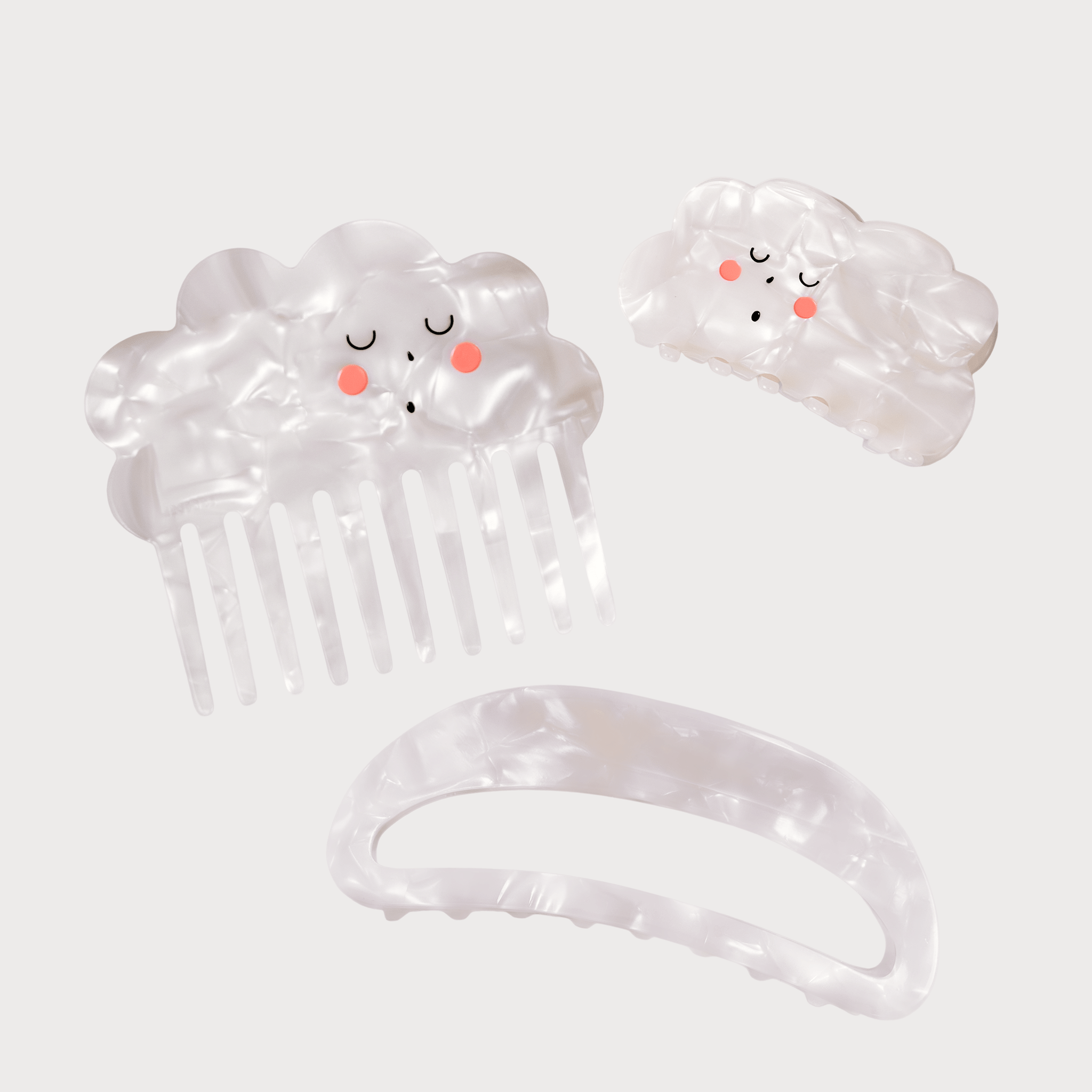 Cloud Puff Hair Clips & Wide-Tooth Comb Set - Cute Hair 