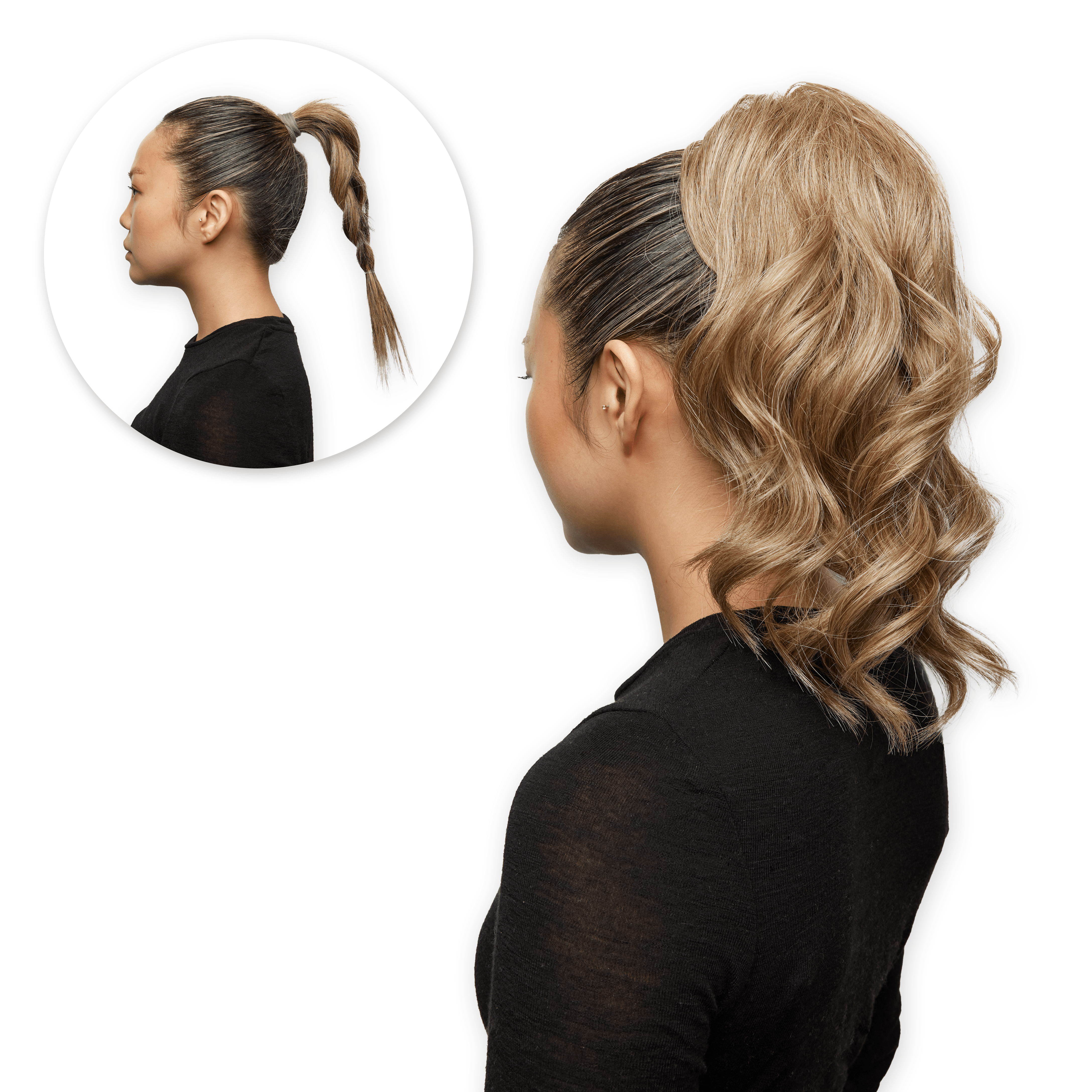 Clip-In Ponytail Extension With Jaw Clip - Human Hair-like Thick Wavy Ponytail For Volume
