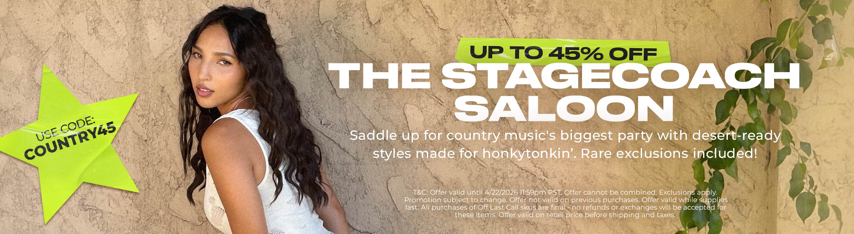 45% Off Stagecoach Sale