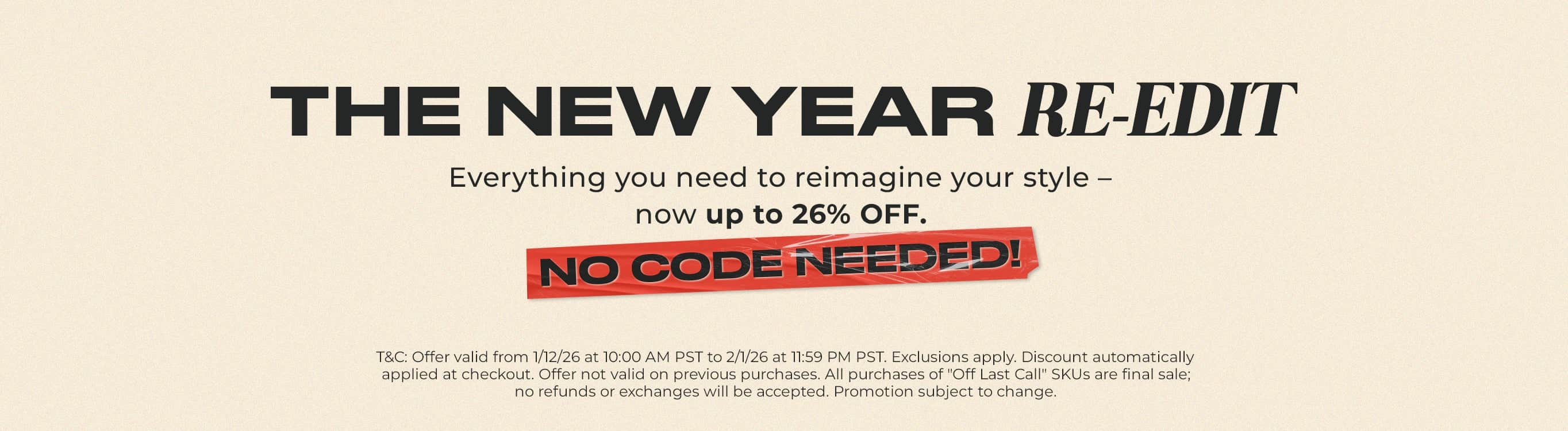 26% Off New Year Sale