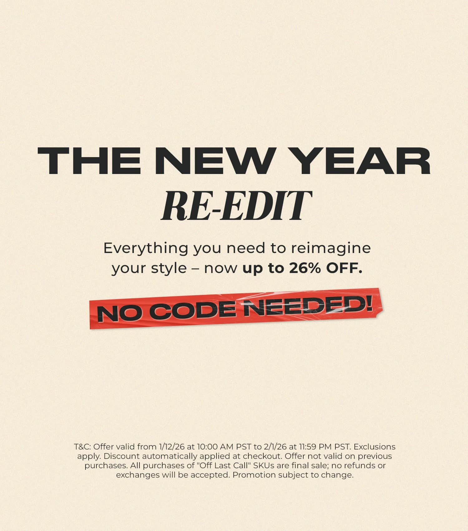 26% Off New Year Sale