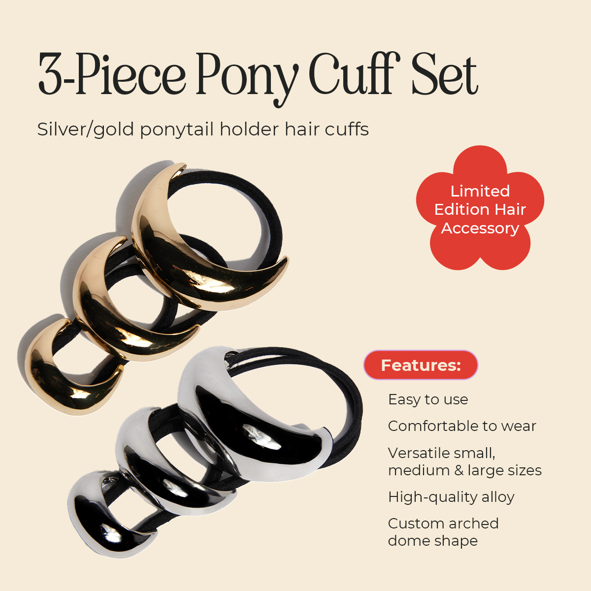 3-Piece Pony Cuff Set