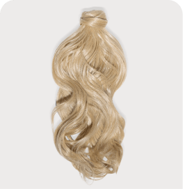 Blonde hair extension on a white background