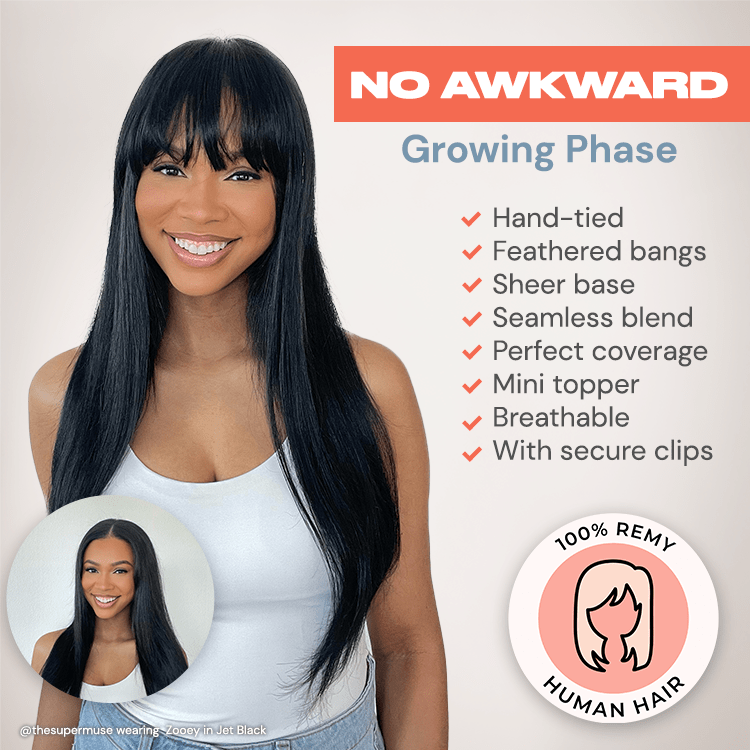 Hi I m Zooey Remy Human Hair Clip In Bangs INH Hair Insert Name Here